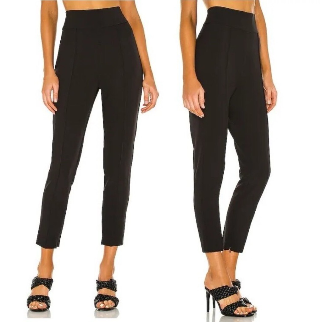 Atm Anthony Thomas Melillo Cady High Waisted Skinny Crop Ankle Zip Pants Black 2